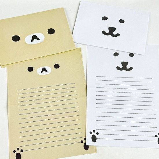 곰돌이 편지지 편지 편지봉투 세트 생일축하 메시지 