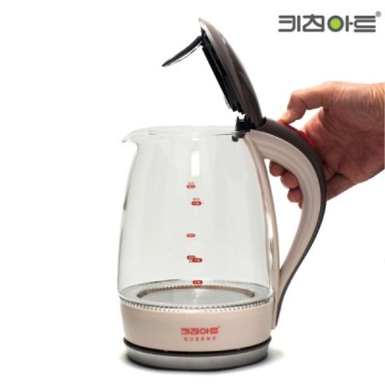 퀸즈베이지 유리 전기주전자 1.8L