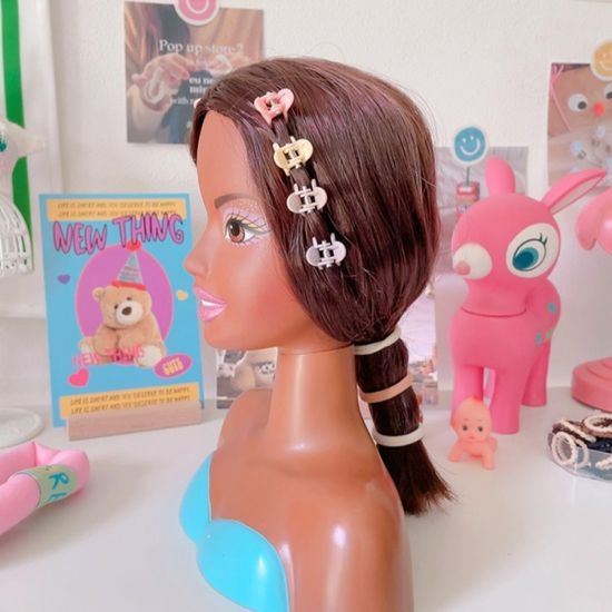 가을 겨울 미니 머리끈 하트 집게핀 세트