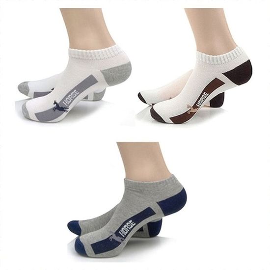 남자 말 무늬 포인트 발목 패션 양말 3켤레 묶음[WC94