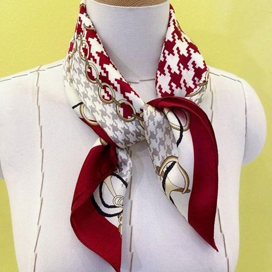 [애슬릿]하운드 체크 미니 쁘띠 정사각 스카프