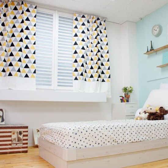 [정사이즈특가]헤미아옐로 데코커튼 100*150cm 2장