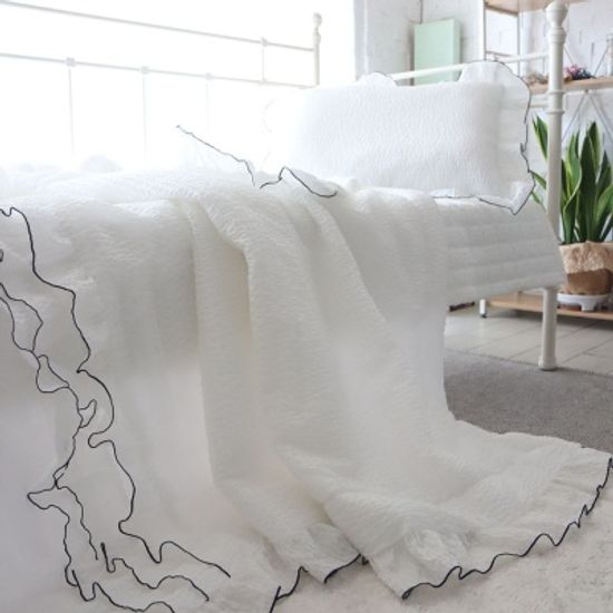 레이스 뱀부 시어서커 여름차렵침구 - 화이트블랙 S