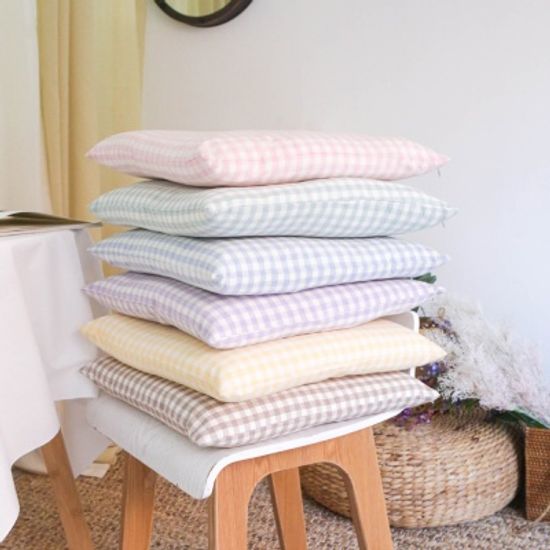 멜란 워싱 면 방석 커버-6컬러 (체크/무지)