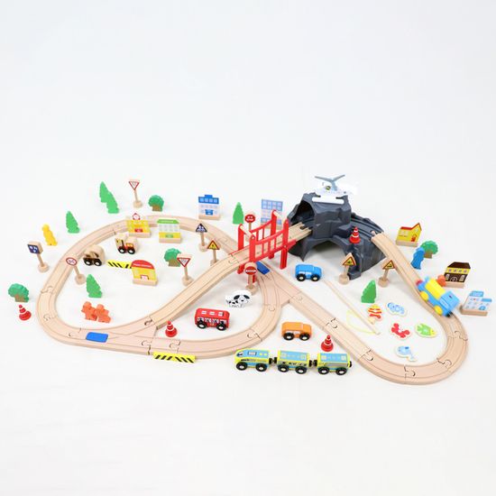토도리브로 원목 전동기차놀이90pcs