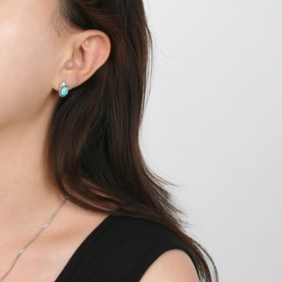 [925실버]깃털 터키석 실버 귀걸이=ER207_J