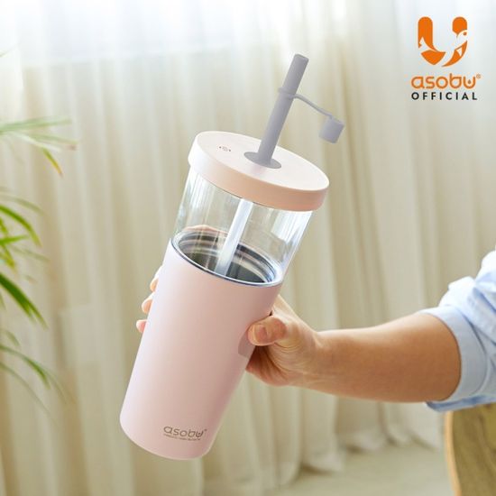 아소부 빨대텀블러 앤 컵 2IN1 마리나 845ml 블랙