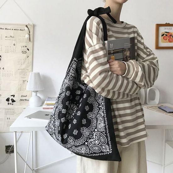 문양 페이즐리 어깨끈 조절 에코 숄더백(WC9EF2F)