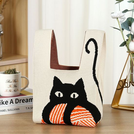 동물 니트 에코백 보조가방 캔버스백(WE218F6)