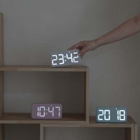 [무아스] 코지 패브릭 LED 탁상시계 무소음 알람시계