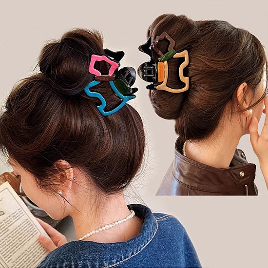 강아지 캐릭터 헤어 머리 큰 집게핀  올림머리 똥머리