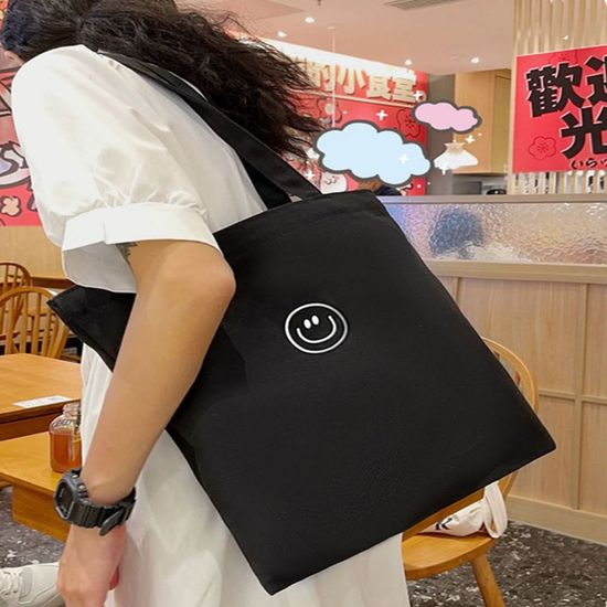 스마일 캔버스백 숄더백 에코백 보조가방 (WDBBDCC)