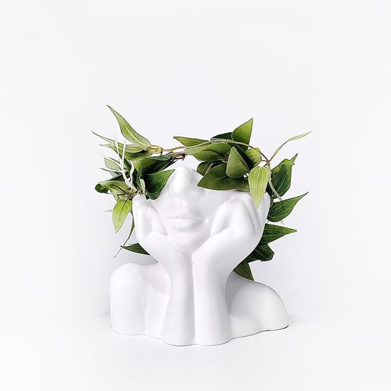 핸드 소녀 오브제 인테리어 석고상 화병 화분