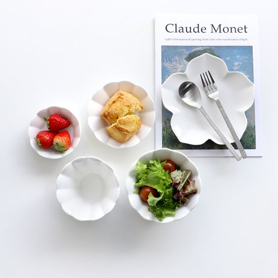 플로렌스 유광 화이트 도자기 1인 식기세트 5p