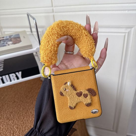 갤럭시z플립 7 6 5 4 3 뽀굴이 말 쿠션 스트랩 케이스