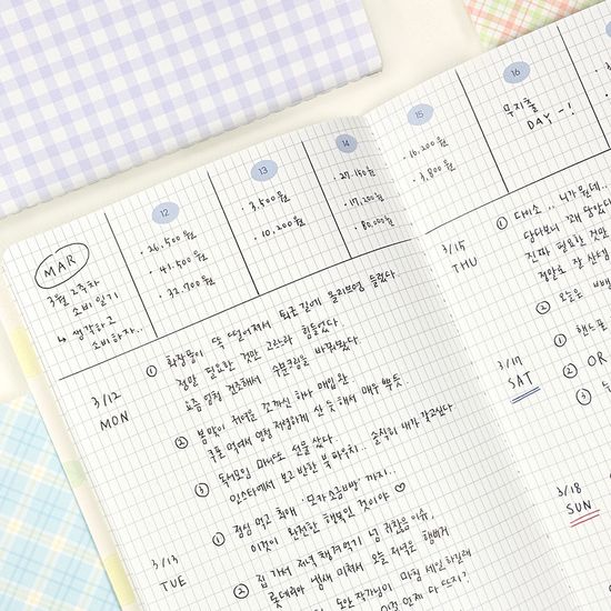 체크 앤 후르츠 스티치 노트 A5