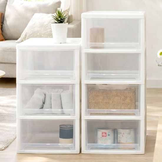 맥스 투명 플라스틱 서랍장 3단 다용도 수납 정리함