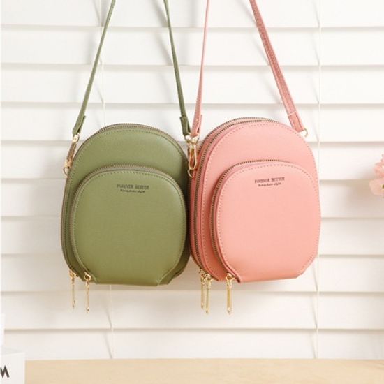 라운드 핸드폰 가방 크로스 미니백 폰 스트랩 파우치