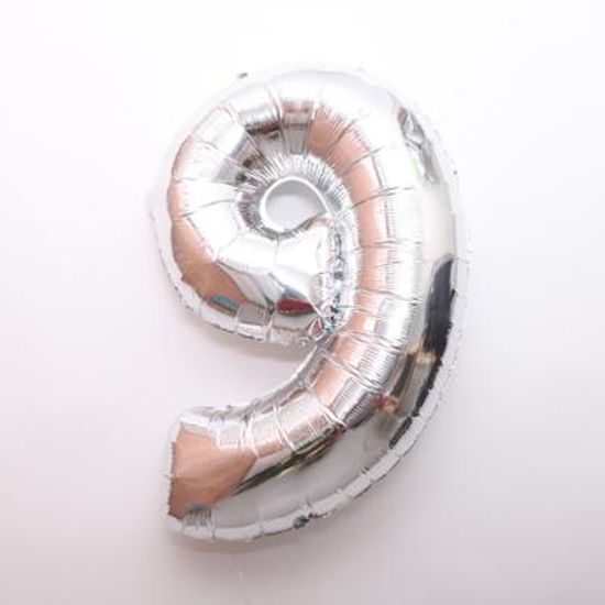 숫자 은박풍선 (대) 실버 9