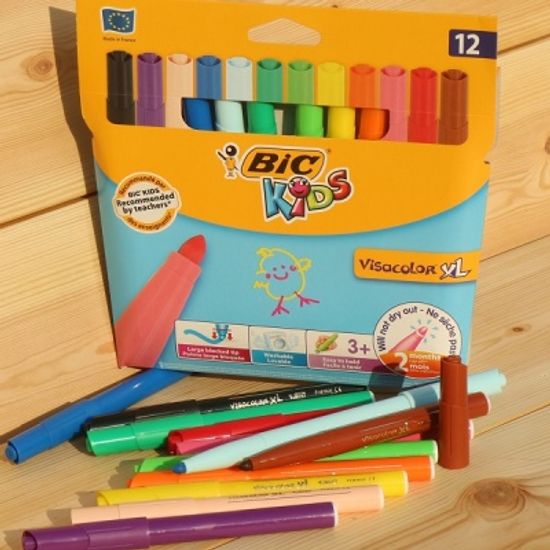 [BiC] 프랑스산 12색 수성마카...빅 Visacolor XL HA164-1