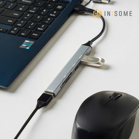 인썸 5in1 USB 3.0 4포트 c타입 멀티 허브 IMH-1