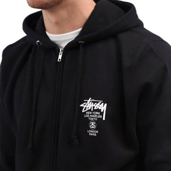 스투시 월드투어 로고 프린팅 후드 집업
