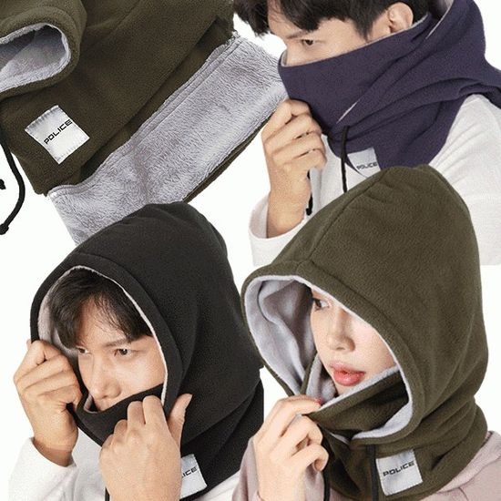 폴리스 후드 넥워머 워머 방한마스크 털모자 방한용품
