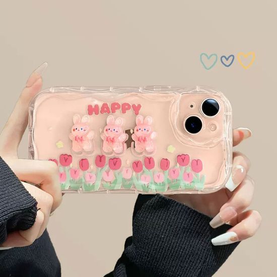 아이폰 16 15 PRO MAX 캐릭터 레진 물결 투명 케이스