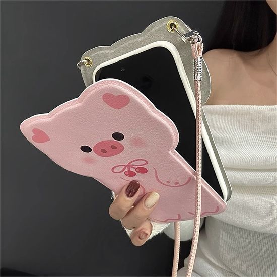 아이폰 16 15 14 13 12 캐릭터 가죽 플립 커버 케이스