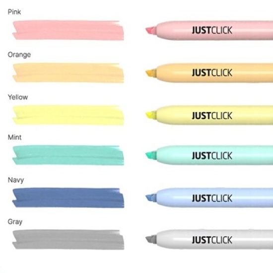 모리스 JUSTCLICK 노크식 슬림 마일드형광펜 S 6색set