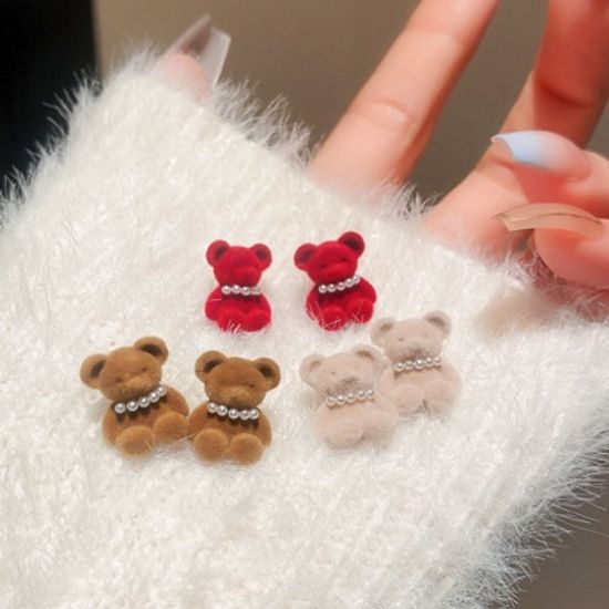 크리스마스 벨벳 곰돌이 리본 패션 귀걸이 장미 반지