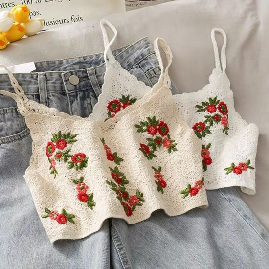 R-248 로즈 플라워 펀칭 크로셰 나시 2color