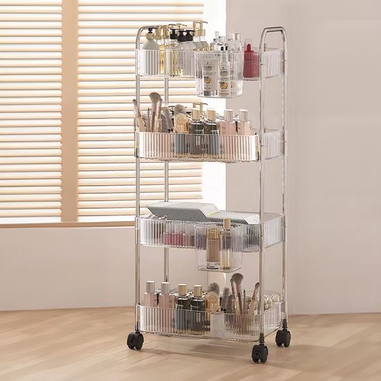 레토 투명 아크릴 트롤리 이동식선반 3-4단 LKF-A02