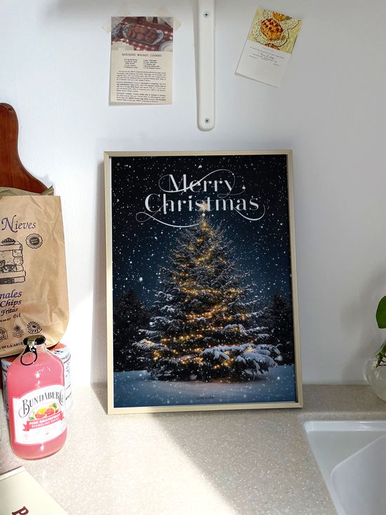 눈오는 크리스마스 트리 인테리어 포스터