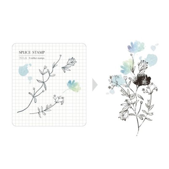 Miccudo 콜라주 클리어 스탬프 (4. Flower Rain Dew)