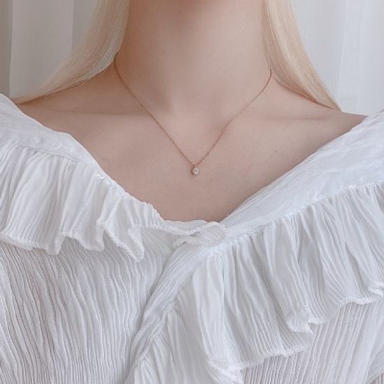 (기쁨의 발견)행운담은 고래꼬리+탄생석 목걸이 -로즈