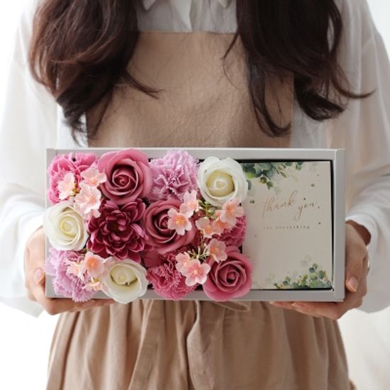 클리어 핸들 비누꽃 카네이션&로즈 반전 용돈박스