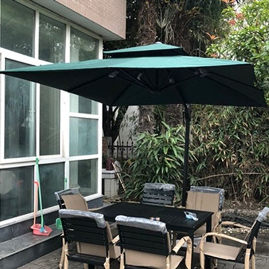 고급형 태양광 각도조절 3m 대형 사각파라솔(다크그린