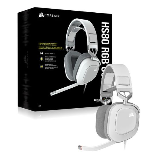 커세어 유선헤드셋 HS80 RGB USB WHITE