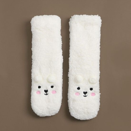 곰돌이 후리스 롱 수면양말(화이트)