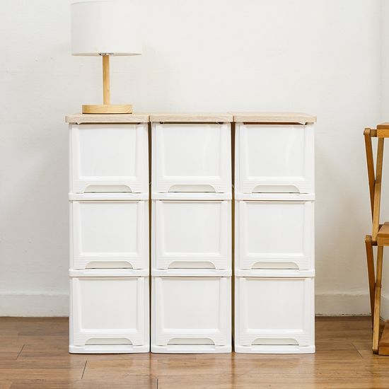 어반 우드상판 슬림 서랍장 3단 틈새 수납장 정리함