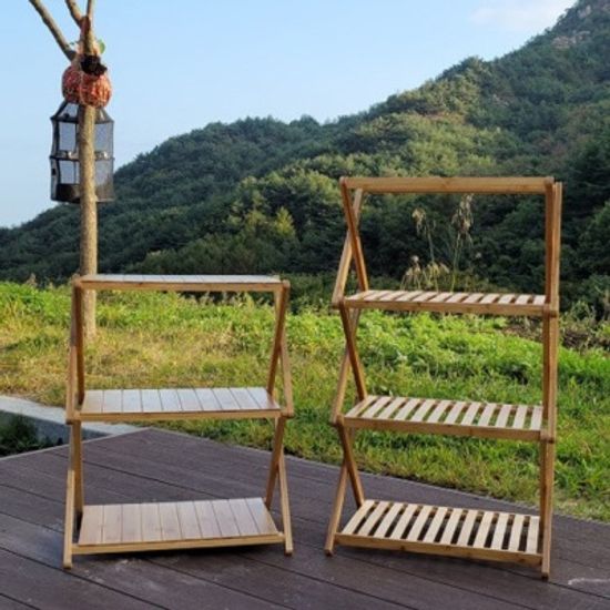 접이식 우드쉘프 캠핑선반 3단 4단 나무선반