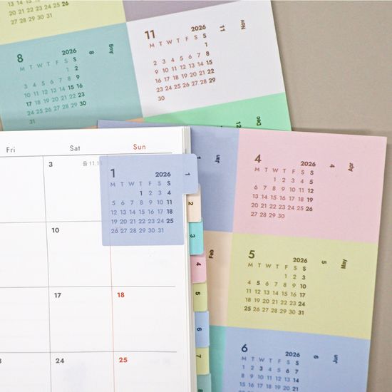 오첵 2026 캘린더 인덱스 스티커