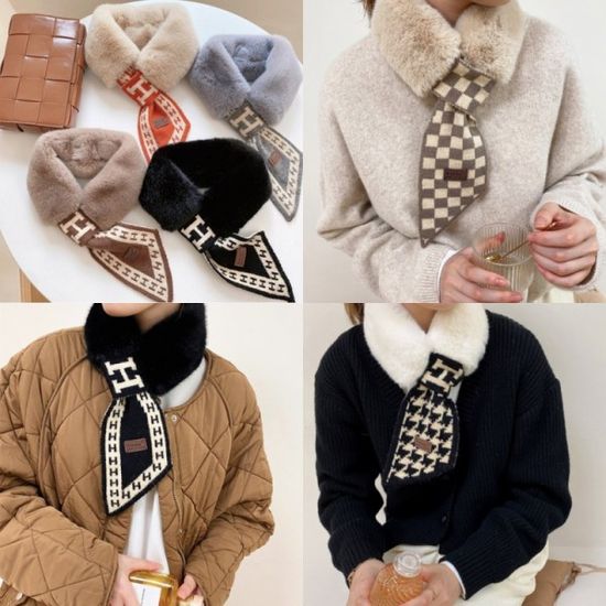 끼우는 니트 퍼 머플러 목도리 겨울 가을 털 스카프 