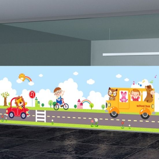 nang370-뛰뛰 빵빵 스쿨버스-뮤럴실사 시트지