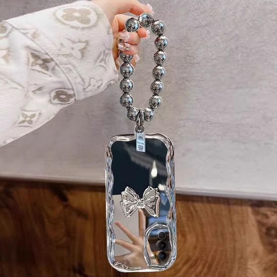 갤럭시 a시리즈 미러 리본 하트 스트랩 물결 케이스