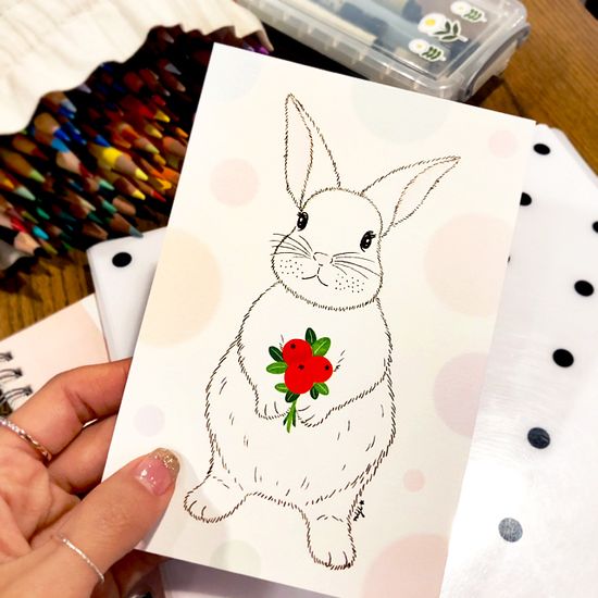 빨간열매 토끼 / 엽서