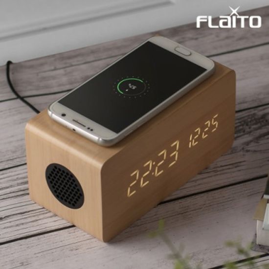플라이토 우드 3in1 무선충전 블루투스 스피커 LED