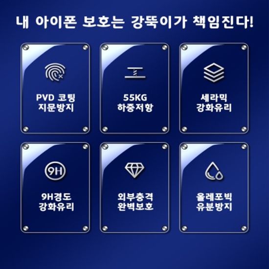 [오늘도착] 2매 아이폰 강뚝이 강화유리 액정보호필름