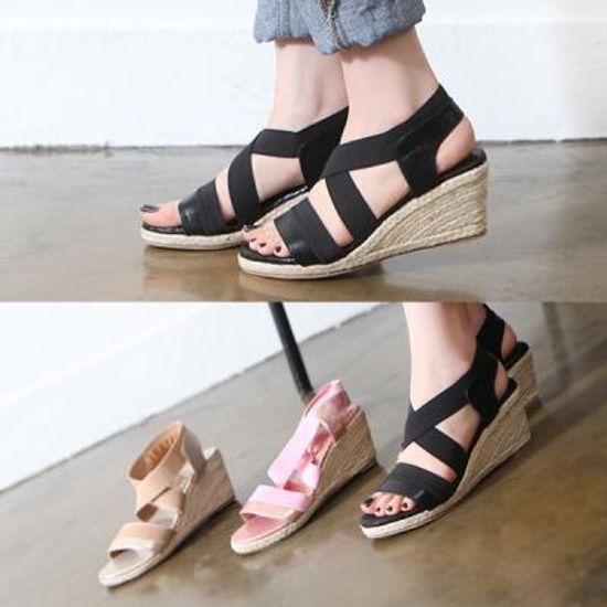 [애슬릿]에스파듀 웨지 비치 슬링백 샌들 힐